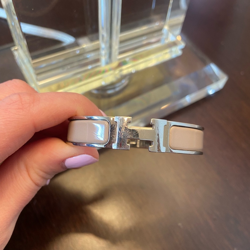 Silver and Cream H Bracelet